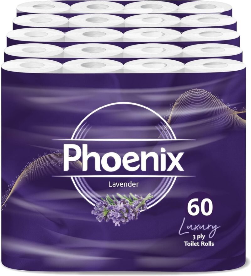 60 Phoenix Soft Supreme Luxury Toilet Rolls Bulk Buy - Quilted White 3 Ply Toilet Paper - Pack of 60 Toilet Tissue