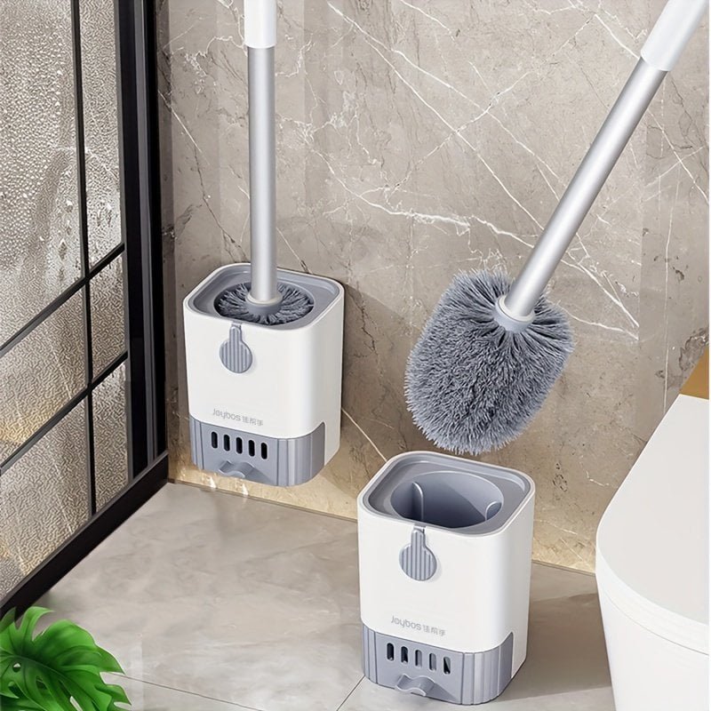 1 Set. Toilet Brush With Holder Set. Wall Mounted Long Handle Toilet Cleaning Brush With Holder. Flexible Toilet Bowl Cleaning Brush. No Dead Corner. Bathroom Cleaning Brush. Cleaning Supplies. Cleaning Tool. Back To School Supplies