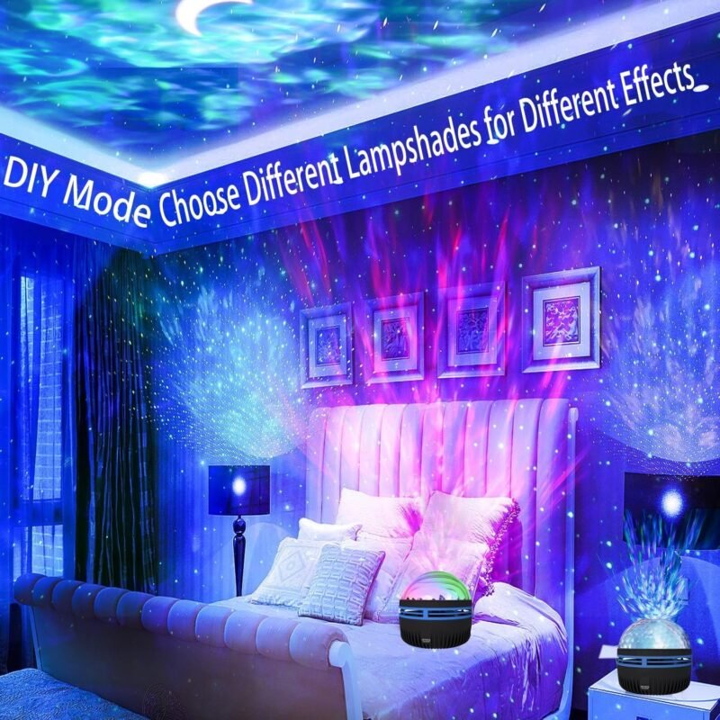 2 in 1 Northern Lights and Ocean Wave Projector with 14 Light Effects for Bedroom. Game Rooms. Home Theater. Birthday. Party